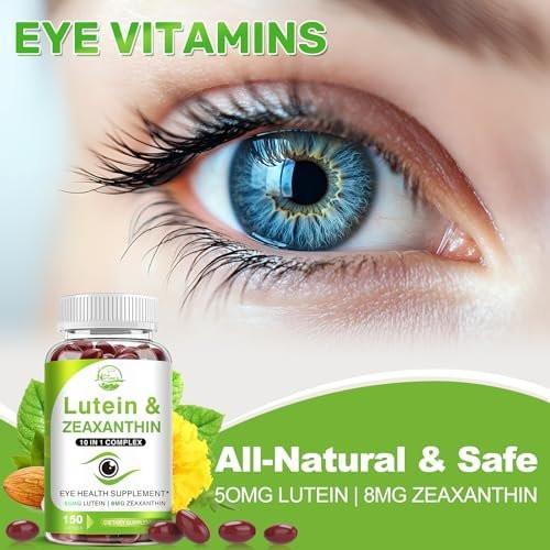 Lutein & Zeaxanthin Kapseln – Augen-Vitamine mit Omega-3 für Sehkraft & Augengesundheit, 150 Softgels