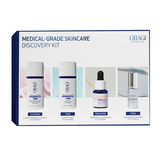 Obagi Bestsellers Reise-Set für Hautpflege – Anti-Aging Geschenkset für alle Hauttypen mit Reinigungsgel 60 ml, Toner 60 ml, Vitamin-C-Serum 5 ml und Festigendes Serum 5 ml