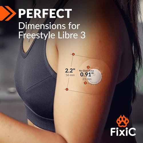 Fixic Libre 3 Sensor Covers – 25er Pack Kleine Größe – Perfekte Haftpflaster für Libre 3 & Plus – Kein Kleber in der Mitte – Vorgeschnittene Rückseite – Die beste Fixierung für Ihren Sensor! (Transparent)