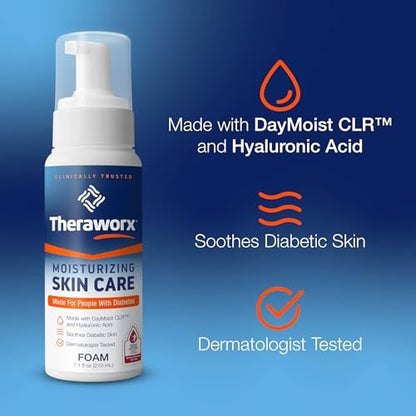 Theraworx Feuchtigkeitsspendender Hautpflegeschaum für Menschen mit Diabetes – 7,1 oz – 1 Stück