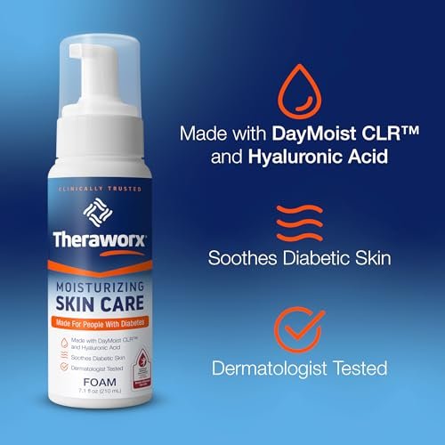 Theraworx Feuchtigkeitsspendender Hautpflegeschaum für Menschen mit Diabetes – 7,1 oz – 1 Stück