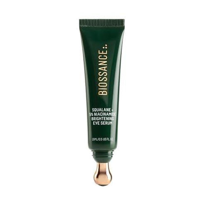 Biossance Squalan + 5% Niacinamid Augenserum – Aufhellende & abschwellende Behandlung gegen dunkle Augenringe – Vitamin C & Koffein-Formel – Edelstahl-Rollerball für beruhigende Massage – Für alle Hauttypen