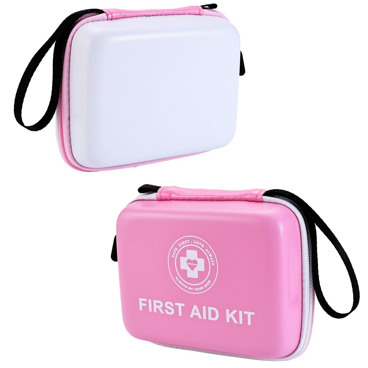 Kleines Erste-Hilfe-Set – 165-teiliges Notfallset mit Hartschale und leuchtender Außenbeschichtung, für Zuhause, Auto, Reisen, Wandern & Outdoor (Pink/Weiß)