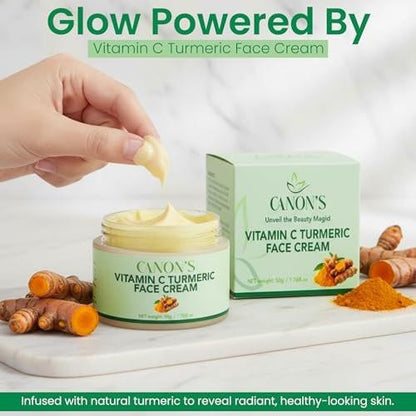 Canon’s Beauty Collection Leichte Vitamin C & Kurkuma Gesichtscreme – Tägliche Feuchtigkeitspflege, schnell einziehend, nicht fettend – 1,76 fl oz