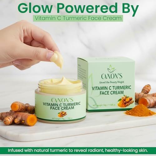 Canon’s Beauty Collection Leichte Vitamin C & Kurkuma Gesichtscreme – Tägliche Feuchtigkeitspflege, schnell einziehend, nicht fettend – 1,76 fl oz