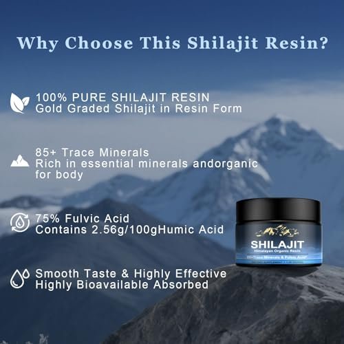 Himalayan Shilajit Bio-Resin – 600 mg reines Naturharz mit 85+ Spurenelementen & Fulvinsäure, Energie & Immunsystem, 30 g