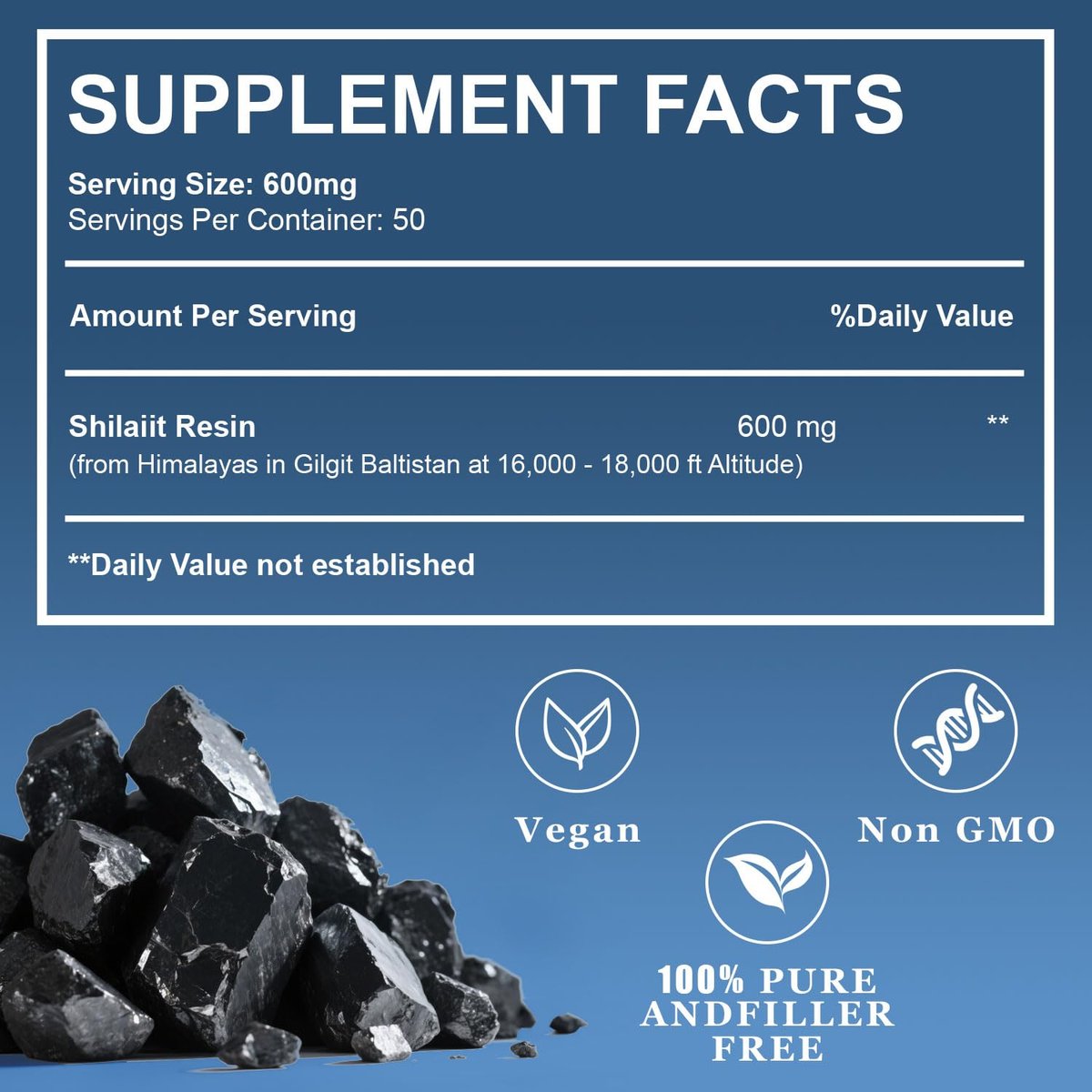 Himalayan Shilajit Bio-Resin – 600 mg reines Naturharz mit 85+ Spurenelementen & Fulvinsäure, Energie & Immunsystem, 30 g
