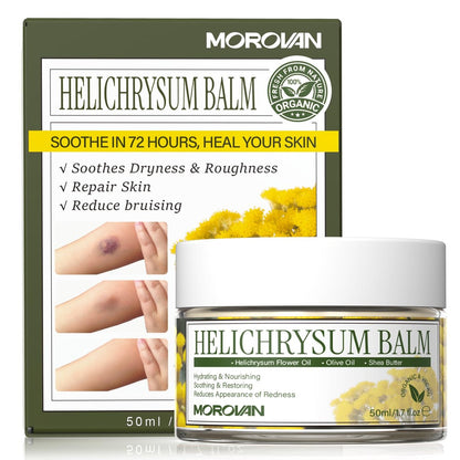 Morovan Alters-Hämatom-Balsam mit Helichrysum: Mehrzweck-Hautbalsam für Blutergüsse, Venen, Verbrennungen & Rötungen durch Aktivität & Alterung, Fördert Heilung & Durchblutung für Männer & Frauen