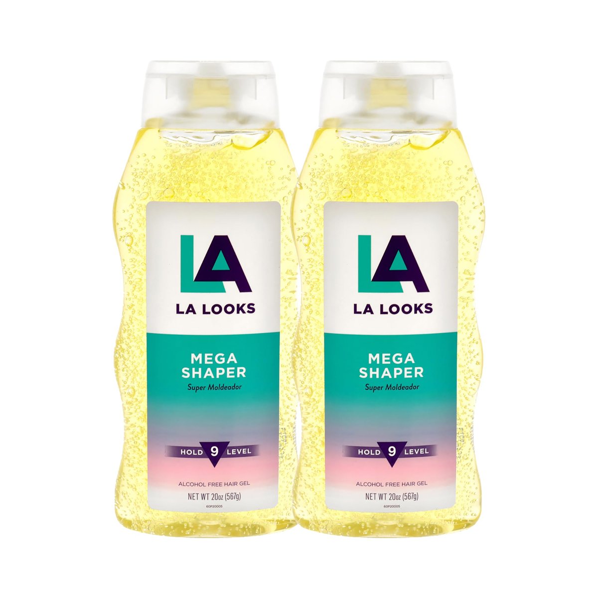L.A. Looks Mega Shaper Haargel - Mega Level 9 Halt - Haargel für Frauen - Hält den ganzen Tag - Klebt nicht, alkoholfrei, keine Flockenbildung - 2er-Pack (2 x 237 ml)