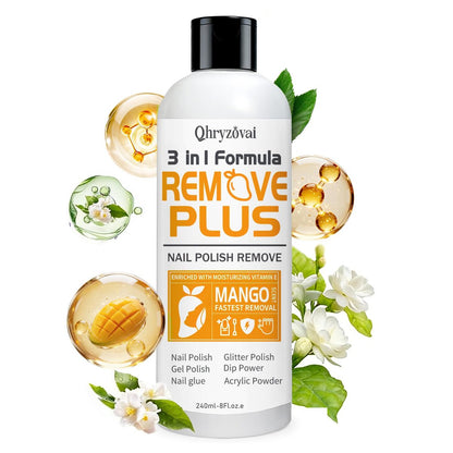 Qhryzoval Aceton-Nagellackentferner: Professioneller Soak-Off Gel-Nagellack- und Kleberentferner mit natürlicher Formel und Mangoöl, 240 ml für Acryl- und Dip-Puder-Entfernung zu Hause und im Salon