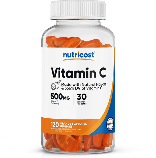 Nutricost Vitamin C Gummis (500 mg) 120 Stück – Mit natürlichen Aromen, vegan, glutenfrei, 30 Portionen
