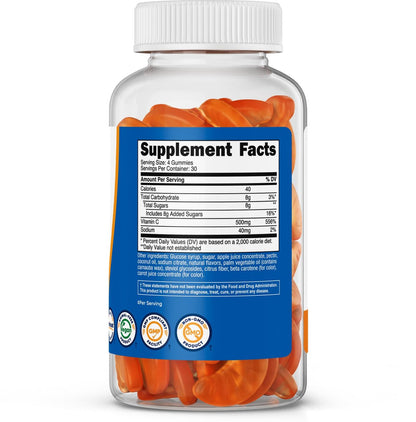 Nutricost Vitamin C Gummis (500 mg) 120 Stück – Mit natürlichen Aromen, vegan, glutenfrei, 30 Portionen
