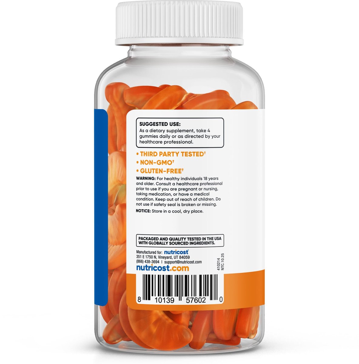Nutricost Vitamin C Gummis (500 mg) 120 Stück – Mit natürlichen Aromen, vegan, glutenfrei, 30 Portionen