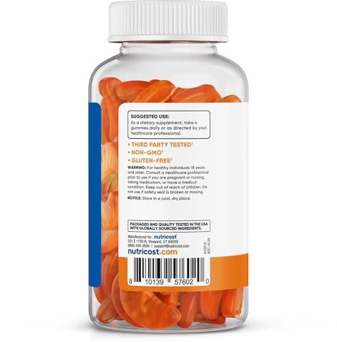 Nutricost Vitamin C Gummis (500 mg) 120 Stück – Mit natürlichen Aromen, vegan, glutenfrei, 30 Portionen