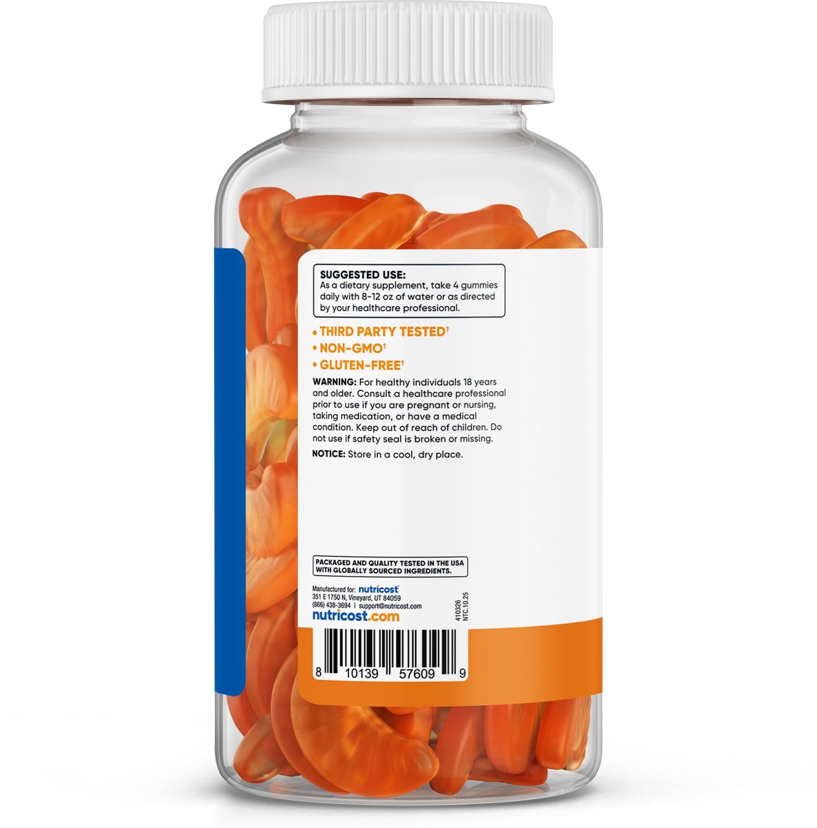 Nutricost Vitamin C Gummis (500 mg) 240 Gummis - Mit natürlichen Aromen & 556% des Tagesbedarfs an Vitamin C, Vegan, GMO-frei, Glutenfrei, 60 Portionen