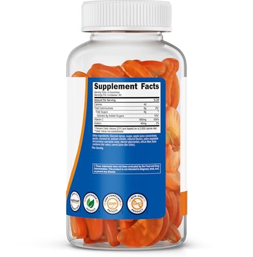 Nutricost Vitamin C Gummis (500 mg) 240 Gummis - Mit natürlichen Aromen & 556% des Tagesbedarfs an Vitamin C, Vegan, GMO-frei, Glutenfrei, 60 Portionen