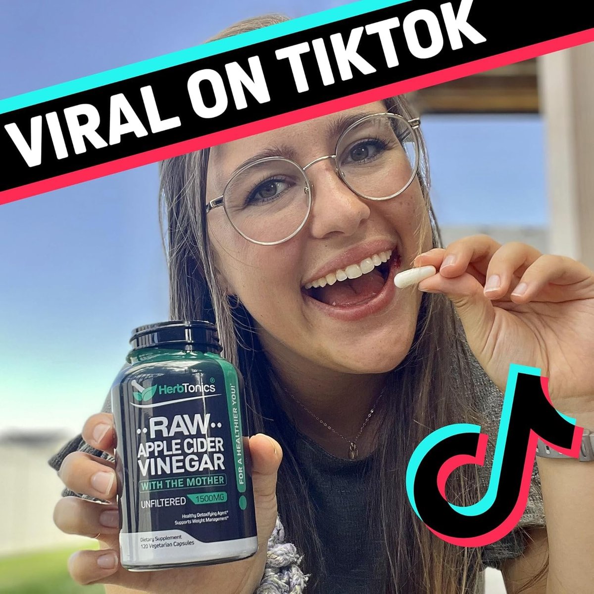 Herbtonics Roher Apfelessig Kapseln 1500 mg mit der Mutter | Ungefilterte ACV Pillen gegen Blähungen, Verdauung, Stoffwechsel & Gewichtsunterstützung | 60 vegane Kapseln (1 Monatsvorrat)