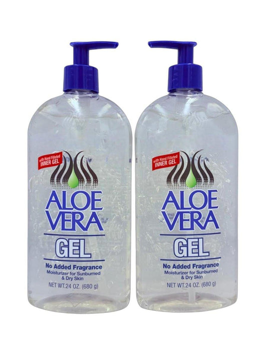 Aloe Vera Gel (680 g) 2er-Pack – Reines, Stabilisiertes Aloe Vera Gel für Gesicht, Haare & Körper – Beruhigende Sonnenbrandlinderung, Feuchtigkeitspflege & Hautreparatur – Ohne Zusatzstoffe oder Duftstoffe