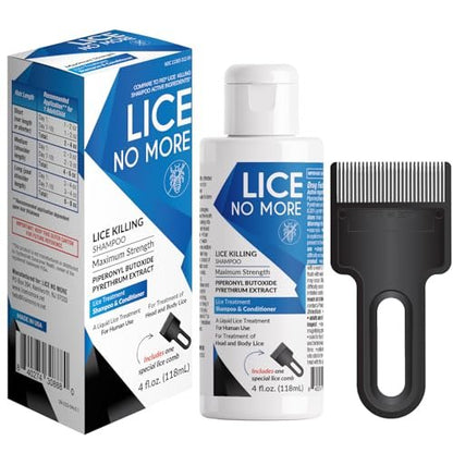 Lice No More Läuse-Shampoo 118 ml – Maximale Stärke mit Spezial-Läusekamm – Hergestellt in den USA