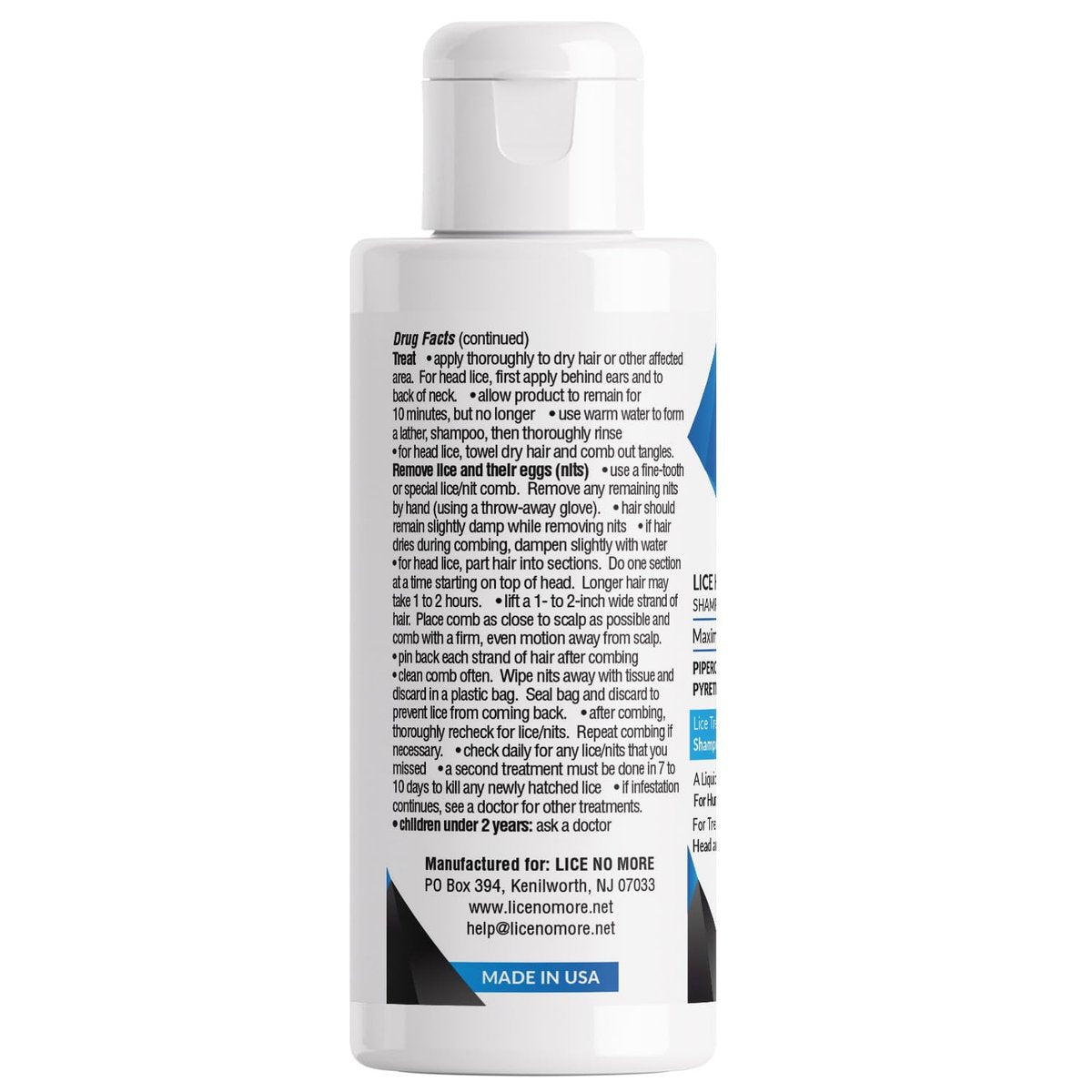 Lice No More Läuse-Shampoo 118 ml – Maximale Stärke mit Spezial-Läusekamm – Hergestellt in den USA