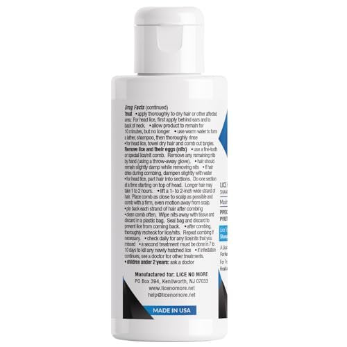 Lice No More Läuse-Shampoo 118 ml – Maximale Stärke mit Spezial-Läusekamm – Hergestellt in den USA