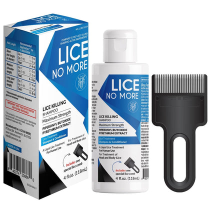 Lice No More Läuse-Shampoo 118 ml – Maximale Stärke mit Spezial-Läusekamm – Hergestellt in den USA