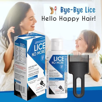 Lice No More Läuse-Shampoo 118 ml – Maximale Stärke mit Spezial-Läusekamm – Hergestellt in den USA