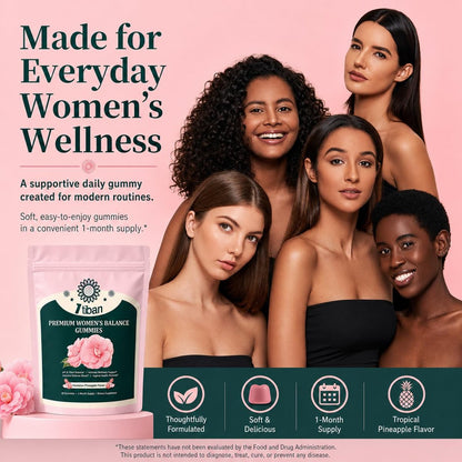 Itiban Ananas-Gummis für Frauen pH-Gleichgewicht, Weibliche Probiotika für Vaginalgesundheit, Immununterstützung, Vegan, Glutenfrei, Hawaiianische Ananas 60 Gummis 30 Portionen