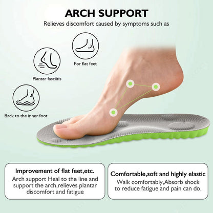 Pickleball Einlegesohlen, 4D Memory Foam Fußgewölbe-Stützeinlagen, Stoßdämpfend, Anti-Rutsch-Massage-Unterstützung, Atmungsaktiv für Walking & Sport (Grün, Herren 8-9/Damen 9.5-10)