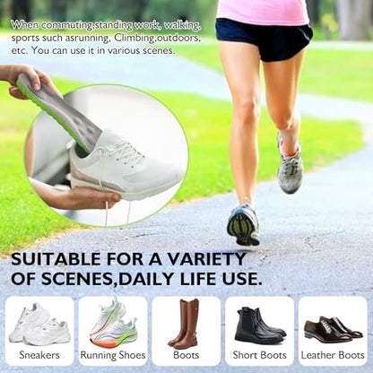 Pickleball Einlegesohlen, 4D Memory Foam Fußgewölbe-Stützeinlagen, Stoßdämpfend, Anti-Rutsch-Massage-Unterstützung, Atmungsaktiv für Walking & Sport (Grün, Herren 8-9/Damen 9.5-10)