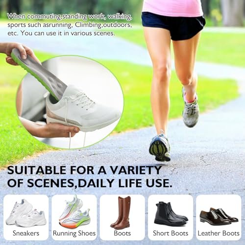 Pickleball Einlegesohlen, 4D Memory Foam Fußgewölbeunterstützung, Stoßdämpfend, Anti-Rutsch-Massageunterstützung, Atmungsaktiv für Walking & Sport (Grün, Herren 6-7/Damen 8-9)