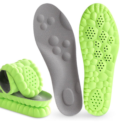 Pickleball Einlegesohlen, 4D Memory Foam Fußgewölbe-Stützeinlagen, Stoßdämpfend, Anti-Rutsch-Massage-Unterstützung, Atmungsaktiv für Walking & Sport (Grün, Herren 8-9/Damen 9.5-10)