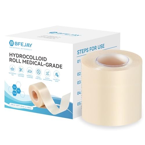 Hydrokolloid-Wundauflagen zur Wundversorgung, medizinische Hydrokolloid-Rolle mit Selbstklebung, ultra-absorbierend, flexibel & wasserdicht, zuschneidbar für Erste-Hilfe-Set (5 cm x 3,6 m)