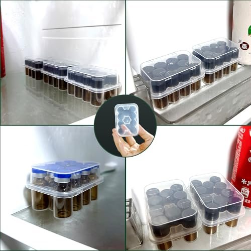 2er-Pack Peptid-Aufbewahrungsbox für den Kühlschrank, 3-ml-Vial-Halter, 10 Fächer pro Box, insgesamt 20 Fächer, halbtransparente Insulin- und Peptid-Aufbewahrung für Diabetikerpflege