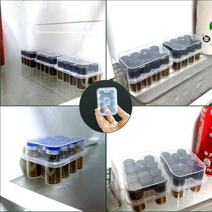 2er-Pack Peptid-Aufbewahrungsbox für den Kühlschrank, 3-ml-Vial-Halter, 10 Fächer pro Box, insgesamt 20 Fächer, halbtransparente Insulin- und Peptid-Aufbewahrung für Diabetikerpflege