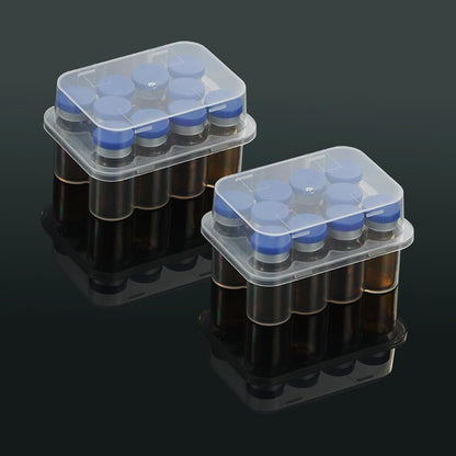 2er-Pack Peptid-Aufbewahrungsbox für den Kühlschrank, 3-ml-Vial-Halter, 10 Fächer pro Box, insgesamt 20 Fächer, halbtransparente Insulin- und Peptid-Aufbewahrung für Diabetikerpflege