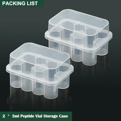 2er-Pack Peptid-Aufbewahrungsbox für den Kühlschrank, 3-ml-Vial-Halter, 10 Fächer pro Box, insgesamt 20 Fächer, halbtransparente Insulin- und Peptid-Aufbewahrung für Diabetikerpflege
