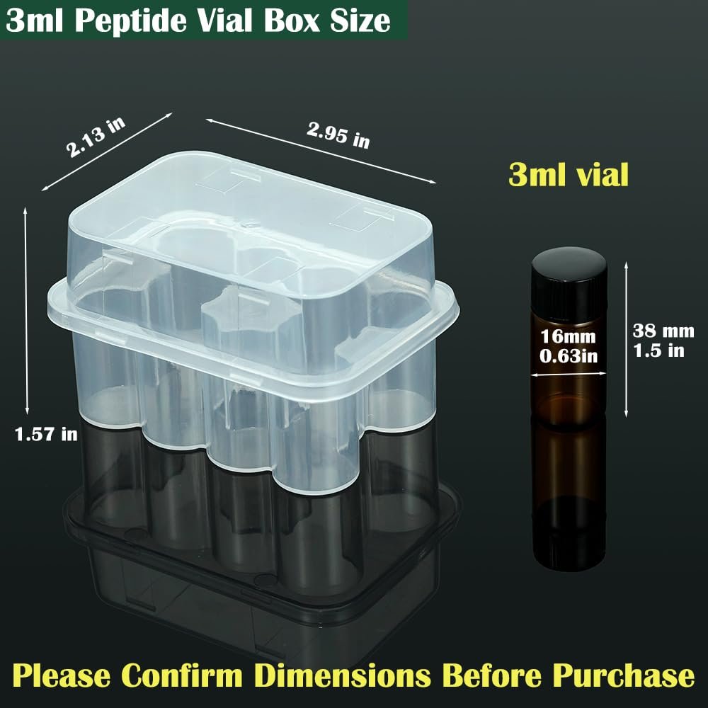 2er-Pack Peptid-Aufbewahrungsbox für den Kühlschrank, 3-ml-Vial-Halter, 10 Fächer pro Box, insgesamt 20 Fächer, halbtransparente Insulin- und Peptid-Aufbewahrung für Diabetikerpflege