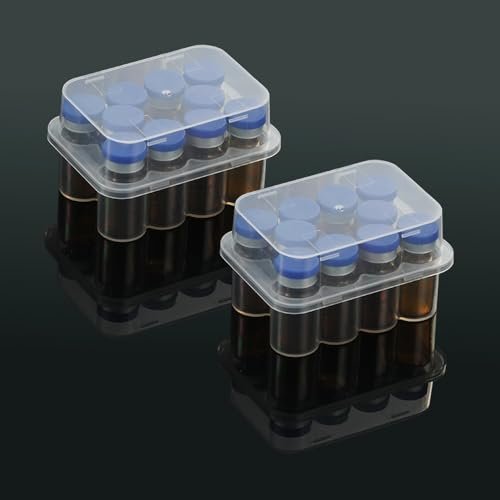2er-Pack Peptid-Aufbewahrungsbox für den Kühlschrank, 3-ml-Vial-Halter, 10 Fächer pro Box, insgesamt 20 Fächer, halbtransparente Insulin- und Peptid-Aufbewahrung für Diabetikerpflege