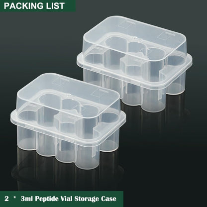 2er-Pack Peptid-Aufbewahrungsbox für den Kühlschrank, 3-ml-Vial-Halter, 10 Fächer pro Box, insgesamt 20 Fächer, halbtransparente Insulin- und Peptid-Aufbewahrung für Diabetikerpflege