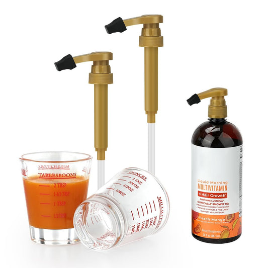 Aieve Shotglas-Set kompatibel mit MaryRuth's flüssigem Multivitamin 30 fl oz Flasche, Messbecher mit Unzen-Pumpenspender für Mary Ruth Multivitamin Haarwachstum 30 fl oz