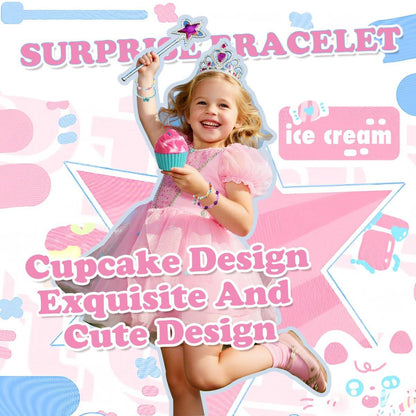 Badebomben für Kinder mit Überraschungs-Schmuck im Inneren – 8 Cupcake-Badebomben Geschenkset für Mädchen, Teenager, Ostergeschenk, Geburtstagsgeschenk, handgefertigte Fizz-Bubble-Spa-Badekugeln für Mädchen
