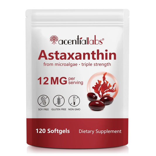 ZUZOKKAHA Astaxanthin Kapseln 12 mg - 120 Softgels | Hochwertiges natürliches Antioxidans aus Mikroalgen | Unterstützt Augen, Haut, Gehirn, Gelenke, Herz & Immunsystem | Non-GMO, Glutenfrei
