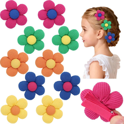 TOKUFAGU 10 Stück Haarschleifen für Mädchen, Blumen-Haarspangen, rutschfeste Haarschmuck für Kleinkinder, Kinder und Jugendliche mit Alligator-Clips