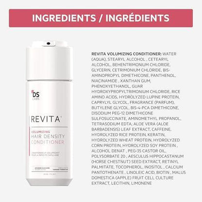 DS Labs Revita Volumizing Shampoo & Conditioner Set für feines, flaches, dünner werdendes Haar – Gewichtsloser Ansatzlift, unterstützt Haardichte, sulfatfrei, farbsicher (205 ml pro Flasche, 2er-Pack)