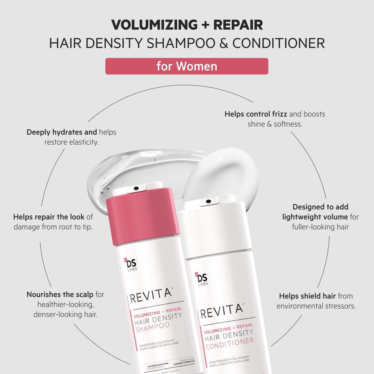 DS Labs Revita Volumizing Shampoo & Conditioner Set für feines, flaches, dünner werdendes Haar – Gewichtsloser Ansatzlift, unterstützt Haardichte, sulfatfrei, farbsicher (205 ml pro Flasche, 2er-Pack)