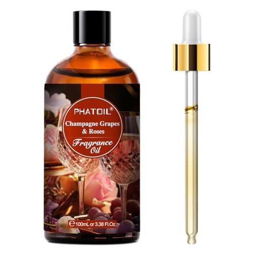 PHATOIL Champagner Rosen Duftöl für Aromatherapie, 100ml – Ätherisches Öl für Diffuser, Yoga, Hautpflege, DIY Kerzen- und Seifenherstellung