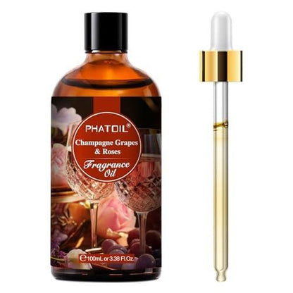 PHATOIL Champagner Rosen Duftöl für Aromatherapie, 100ml – Ätherisches Öl für Diffuser, Yoga, Hautpflege, DIY Kerzen- und Seifenherstellung