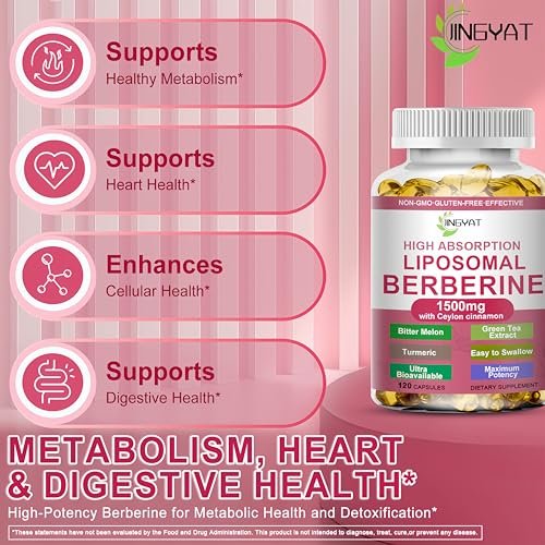 Berberin mit Ceylon-Zimt – Berberin Supplement 1500mg mit Bittermelone Kurkuma für Stoffwechsel, Immunsystem & Verdauung – Hochabsorbierende extra starke Berberin Softgels – Vegan, Nicht-GVO