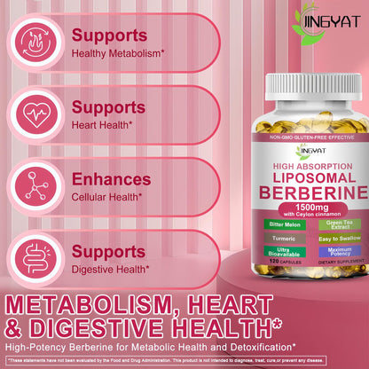 Berberin mit Ceylon-Zimt – Berberin Supplement 1500mg mit Bittermelone Kurkuma für Stoffwechsel, Immunsystem & Verdauung – Hochabsorbierende extra starke Berberin Softgels – Vegan, Nicht-GVO